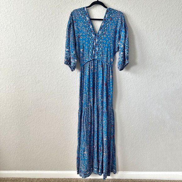 Poupette St Barth Mya Maxi Dress Blue Leo Print - Picture 3 of 15